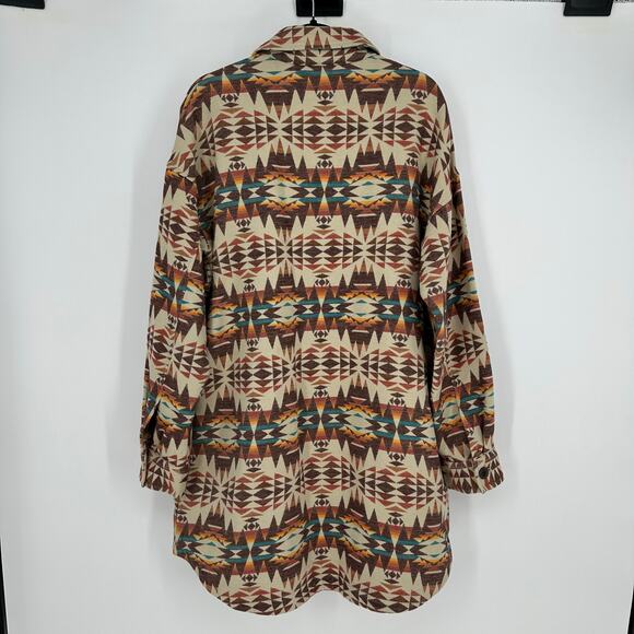 Pendleton Womens M Oversized Doublesoft Shirt Jacket Aztec Southwestern Boho - Picture 8 of 12